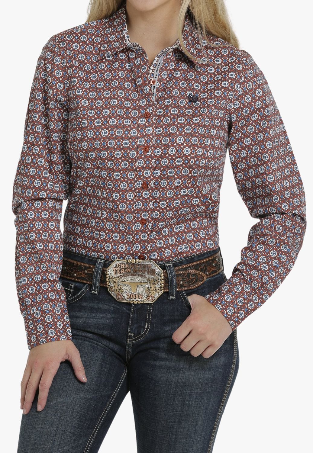 Cinch CLOTHING-Womens Long Sleeve Shirts Cinch Womens Geometric Long Sleeve Shirt