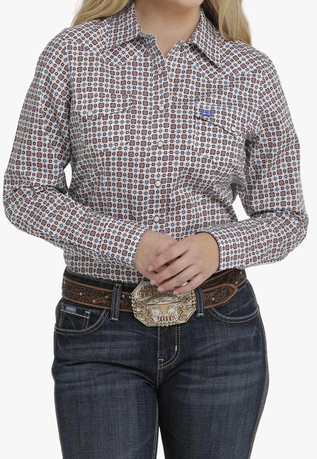 Cinch CLOTHING-Womens Long Sleeve Shirts Cinch Womens Geometric Long Sleeve Shirt