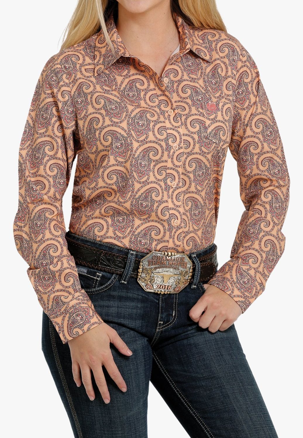 Cinch CLOTHING-Womens Long Sleeve Shirts Cinch Womens Paisley Print Arena Flex Long Sleeve Shirt