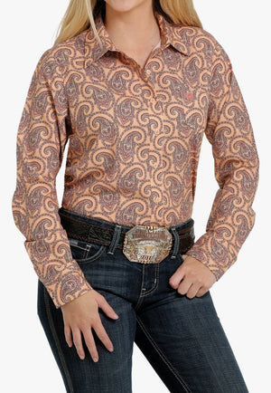 Cinch CLOTHING-Womens Long Sleeve Shirts Cinch Womens Paisley Print Arena Flex Long Sleeve Shirt