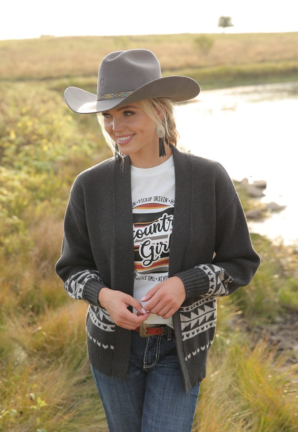 Cruel Girl CLOTHING-Womens Jackets Cruel Girl Womens Aztec Longhorn Cardigan