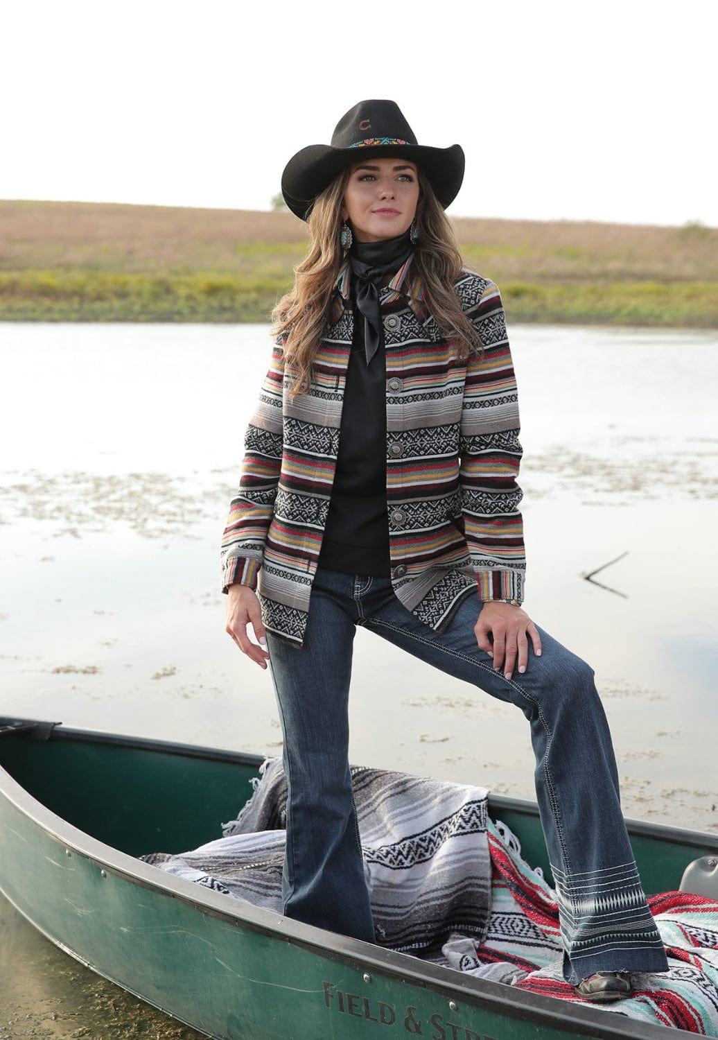 Cruel Girl CLOTHING-Womens Jackets Cruel Girl Womens Blanket Stripe Tweed Jacket