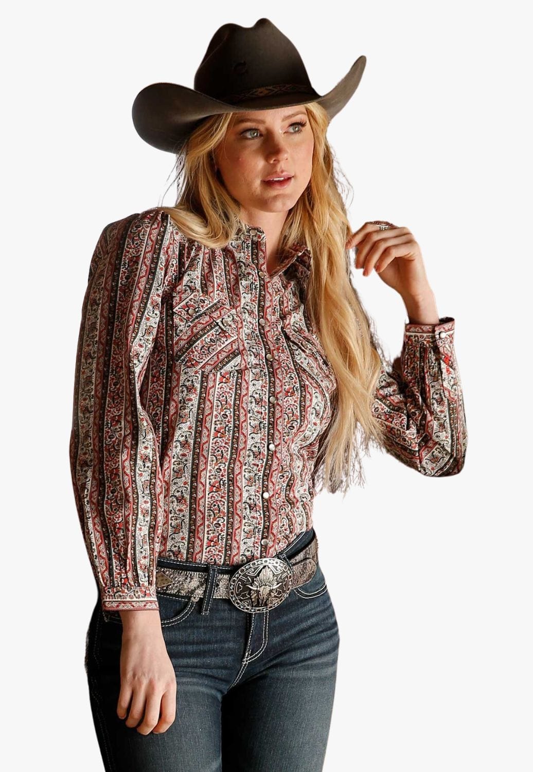 Cruel Girl CLOTHING-Womens Long Sleeve Shirts Cruel Girl Womens Snap Button Down Long Sleeve Shirt