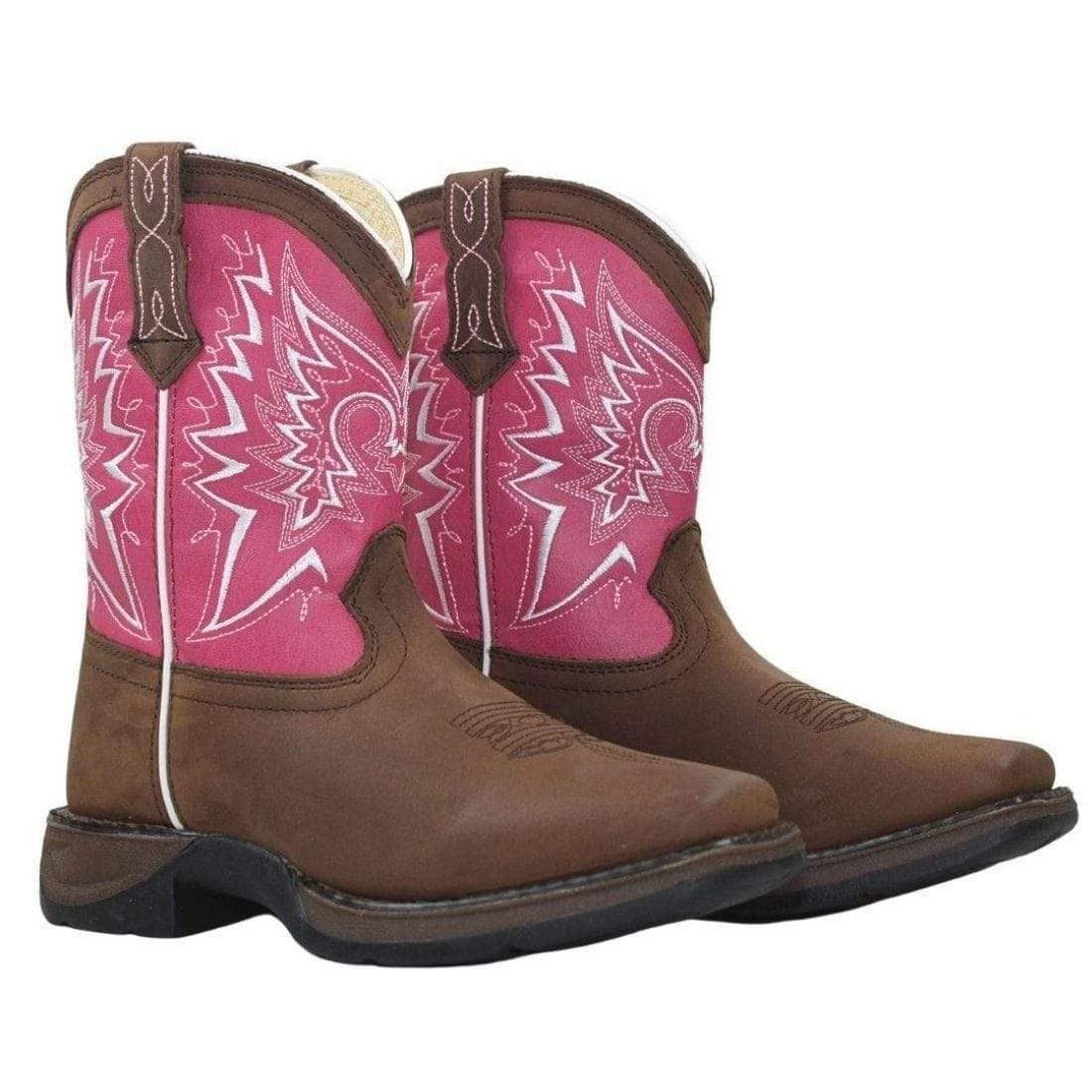 Durango FOOTWEAR - Kids Western Boots 5 / Brown/Pink Durango Kids Let Love Fly Top Boot