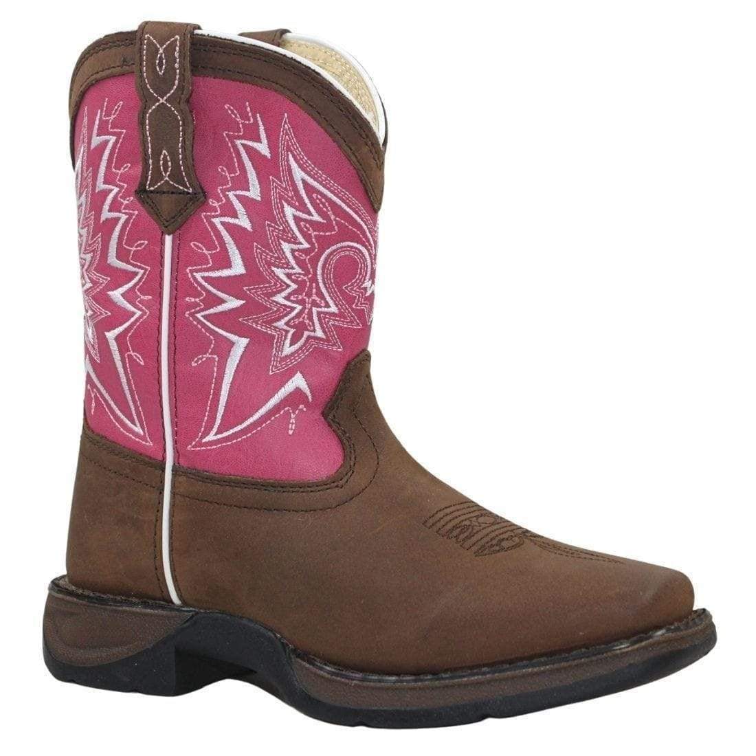 Durango FOOTWEAR - Kids Western Boots 5 / Brown/Pink Durango Kids Let Love Fly Top Boot