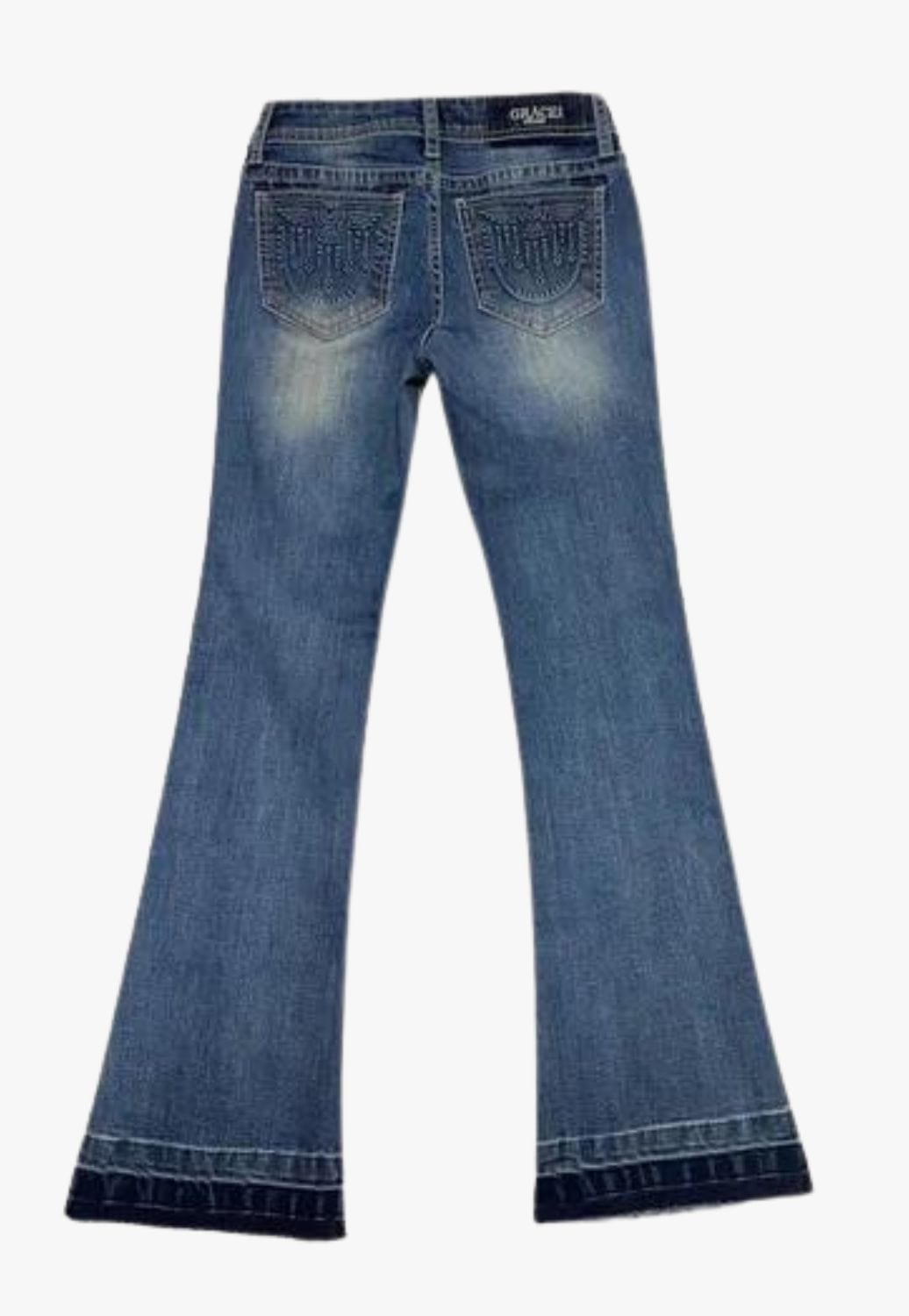 Grace In LA CLOTHING-Womens Jeans Grace In LA Girls 3D Eagle Jean