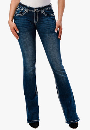 Grace In LA CLOTHING-Womens Jeans Grace In LA Womens Cross 3D Jean
