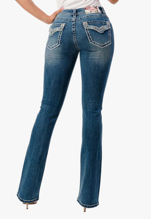 Grace In LA CLOTHING-Womens Jeans Grace In LA Womens Embellished Flap Pocket Jean