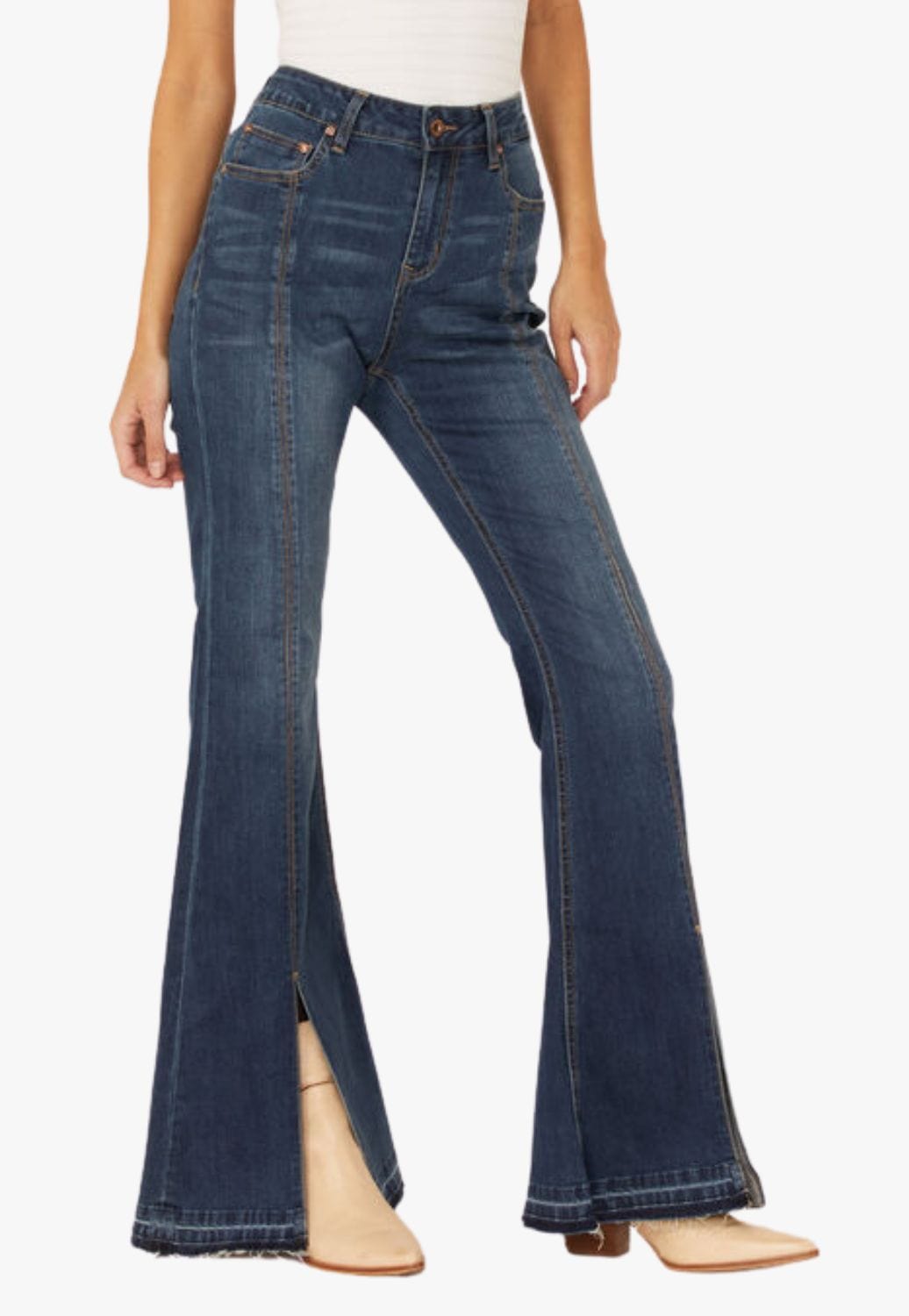 Grace In LA CLOTHING-Womens Jeans Grace In LA Womens Split Bottom Flare Jean