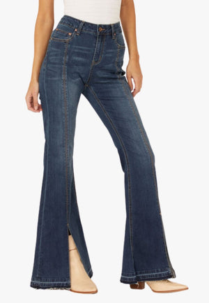 Grace In LA CLOTHING-Womens Jeans Grace In LA Womens Split Bottom Flare Jean