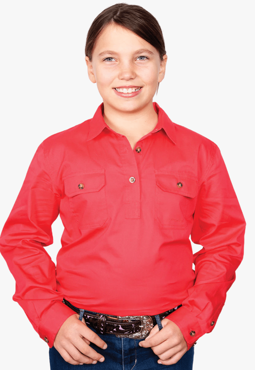Just Country CLOTHING-Girls Long Sleeve Shirts Just Country Girls Kenzie Workshirt JC60606