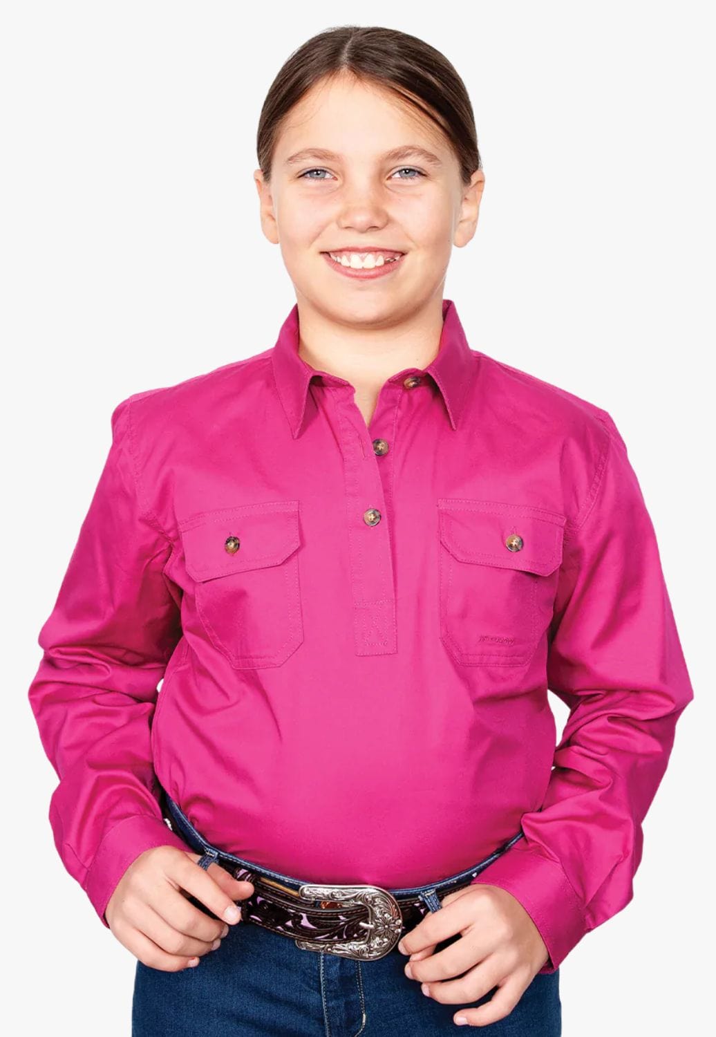 Just Country CLOTHING-Girls Long Sleeve Shirts Just Country Girls Kenzie Workshirt JC60606