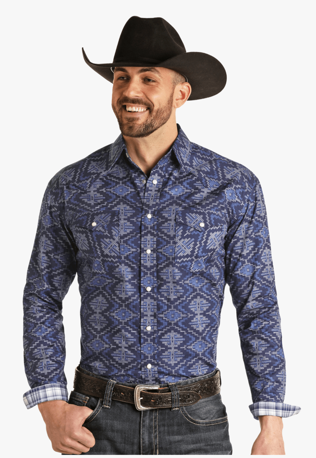 Panhandle CLOTHING-Mens Long Sleeve Shirts Panhandle Mens Aztec Long Sleeve Shirt