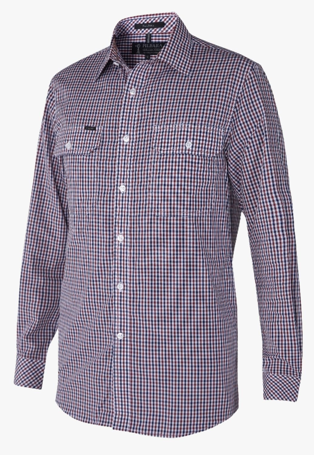Pilbara CLOTHING-Mens Long Sleeve Shirts Pilbara Mens Check Long Sleeve Shirt