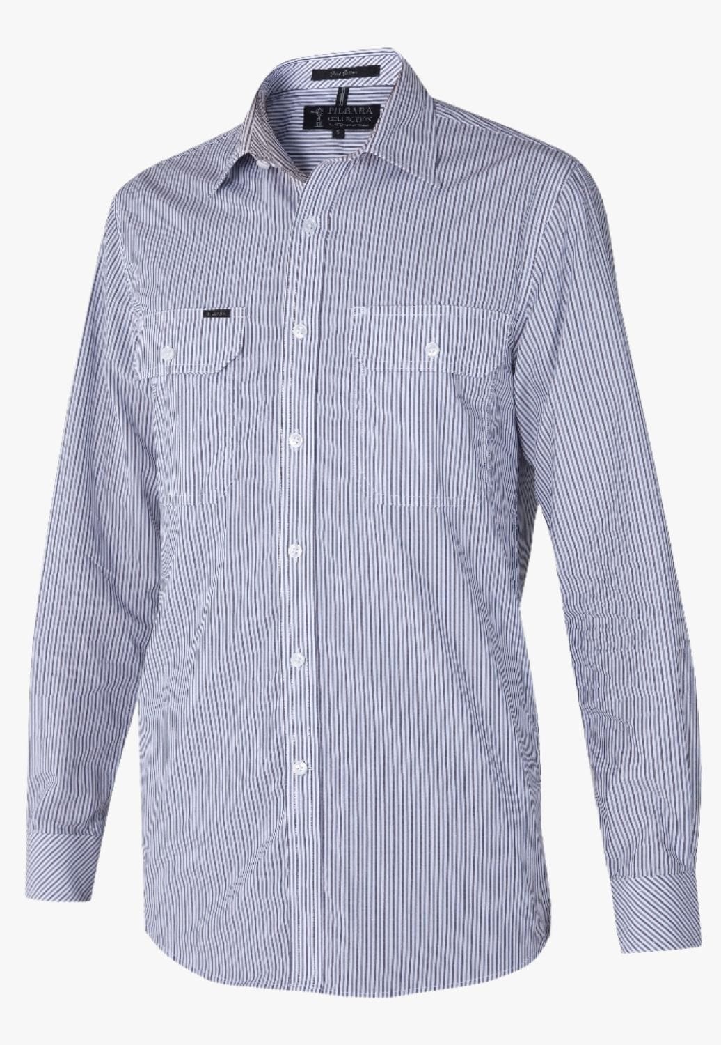 Pilbara CLOTHING-Mens Long Sleeve Shirts Pilbara Mens Stripe Long Sleeve Shirt