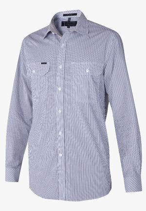 Pilbara CLOTHING-Mens Long Sleeve Shirts Pilbara Mens Stripe Long Sleeve Shirt