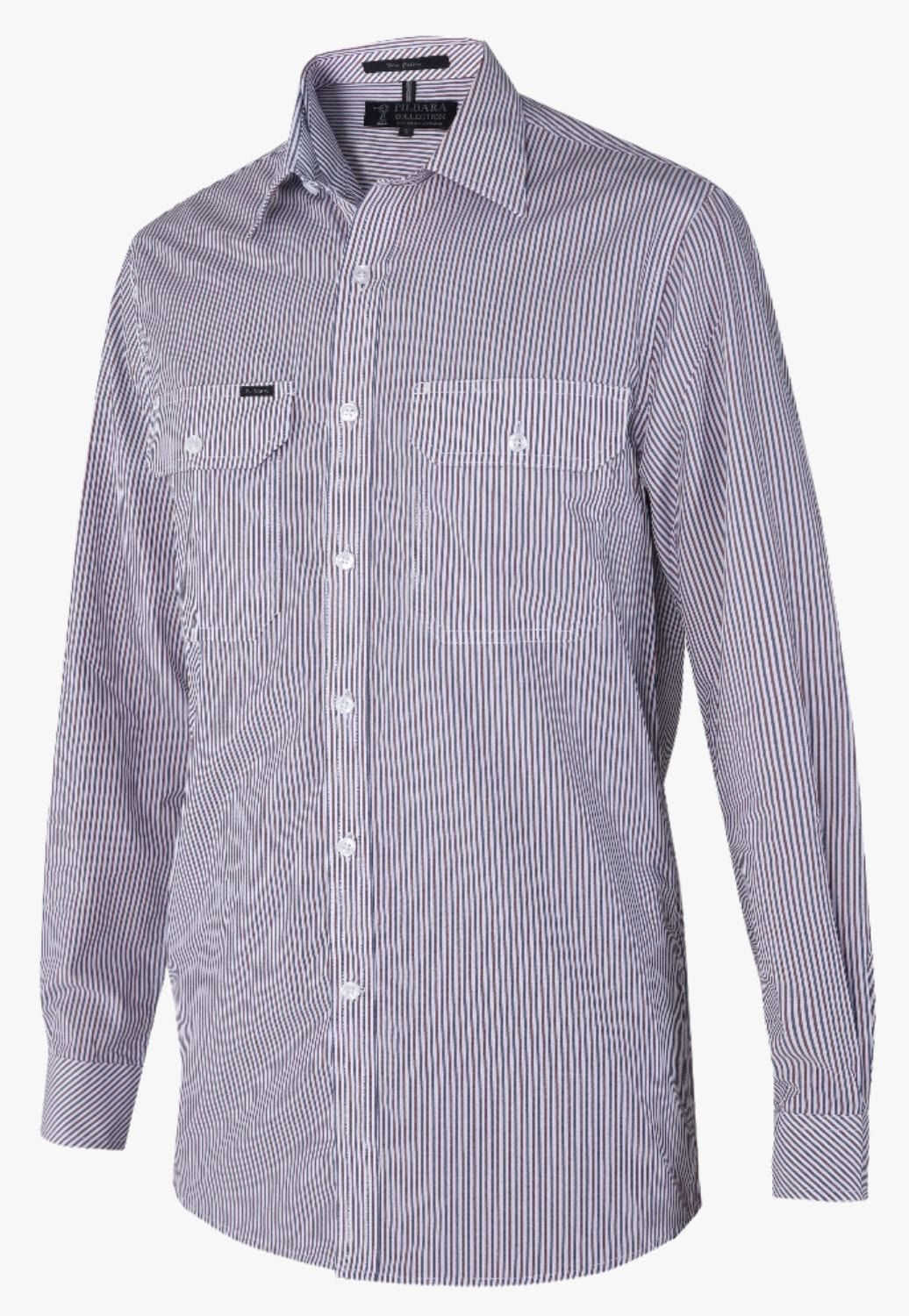 Pilbara CLOTHING-Mens Long Sleeve Shirts Pilbara Mens Stripe Long Sleeve Shirt