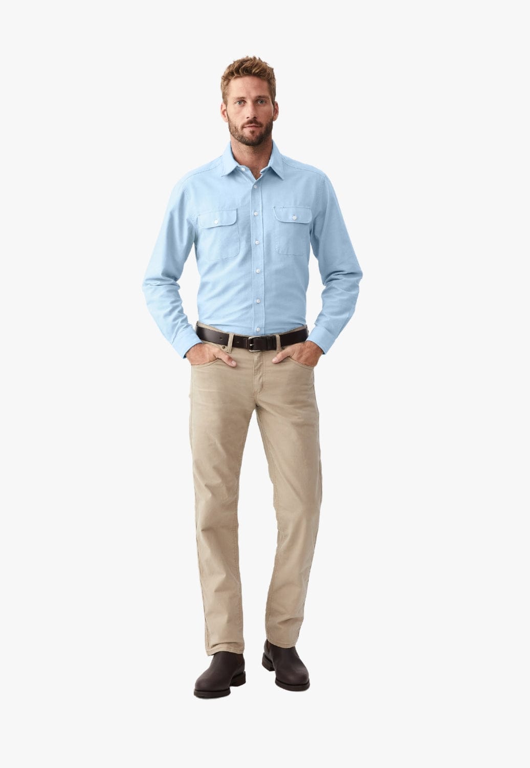 R.M. Williams CLOTHING-Mens Long Sleeve Shirts R.M. Williams Mens Bourke Shirt