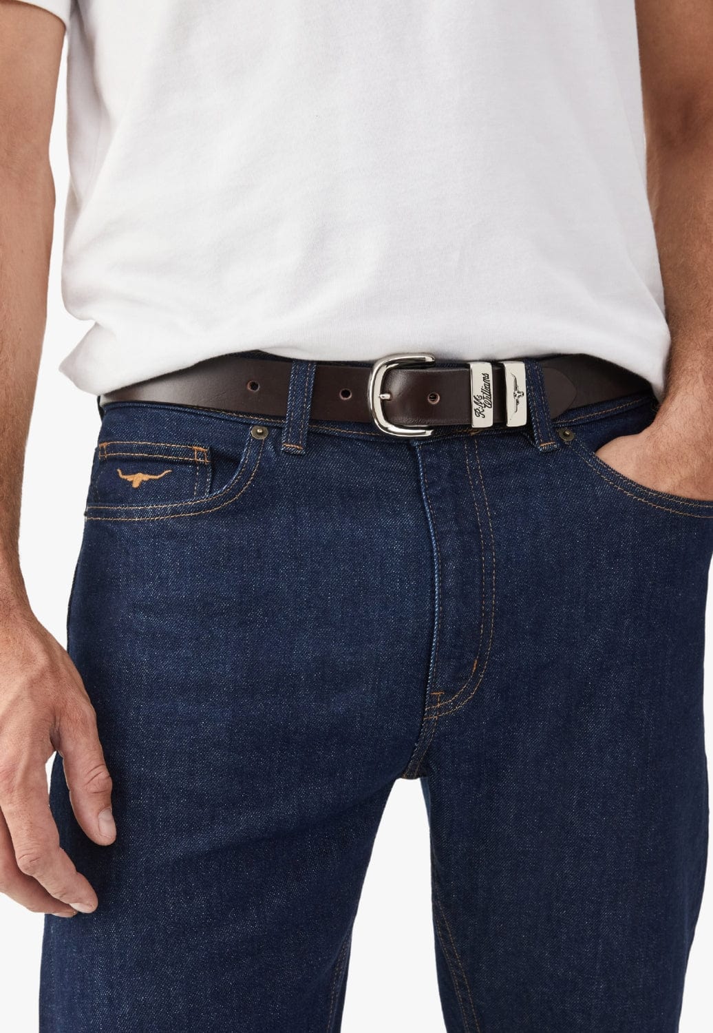 R.M. Williams CLOTHING-Mens Belts & Braces RM Williams Mens 3 Piece Solid Hide Belt