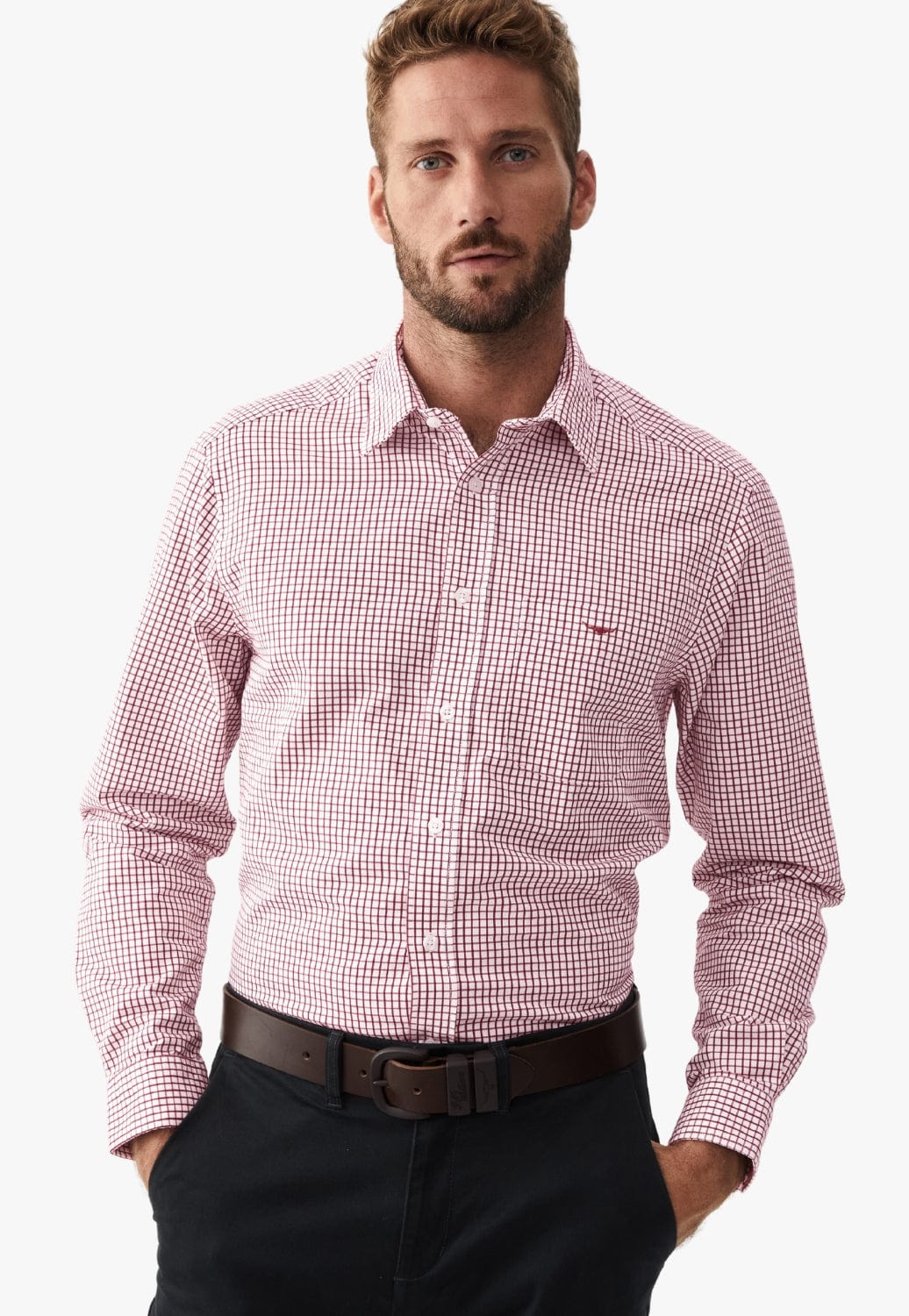 R.M. Williams CLOTHING-Mens Long Sleeve Shirts RM Williams Mens Collins Long Sleeve Shirt