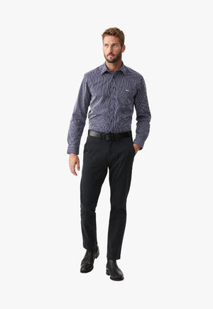 R.M. Williams CLOTHING-Mens Long Sleeve Shirts RM Williams Mens Collins Long Sleeve Shirt