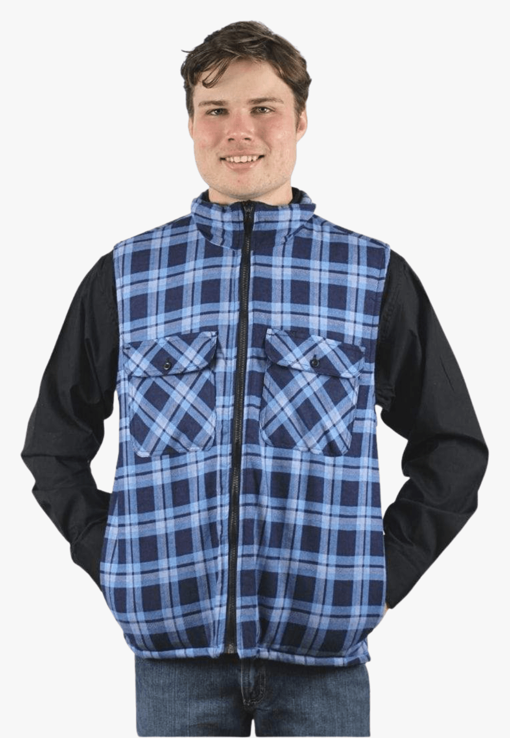 Ritemate WORKWEAR - Mens Jackets Ritemate Zipper Flannelette Quilted Vest RM123V