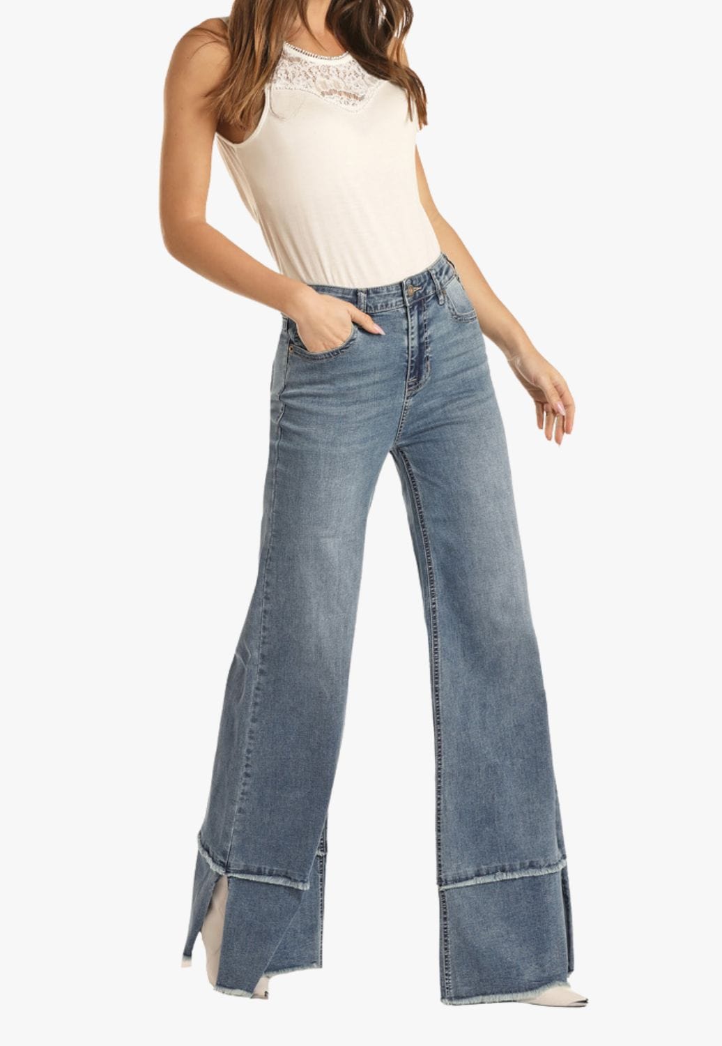 Rock and Roll CLOTHING-Womens Jeans Rock and Roll Womens Palazzo Flare Jean