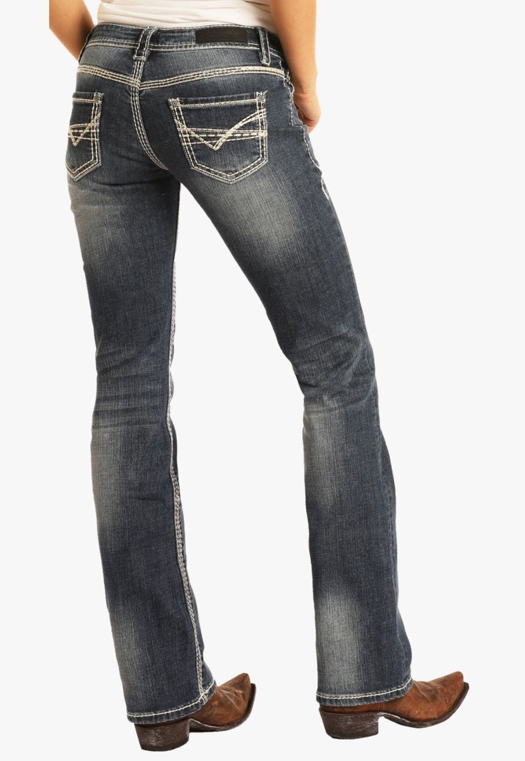 Rock and Roll CLOTHING-Womens Jeans Rock & Roll Womens Mid Rise Stretch Bootcut Jean