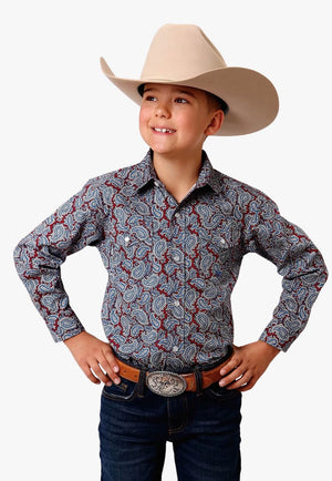 Roper CLOTHING-Boys Long Sleeve Shirts Roper Boys Amarillo Collection Long Sleeve Shirt