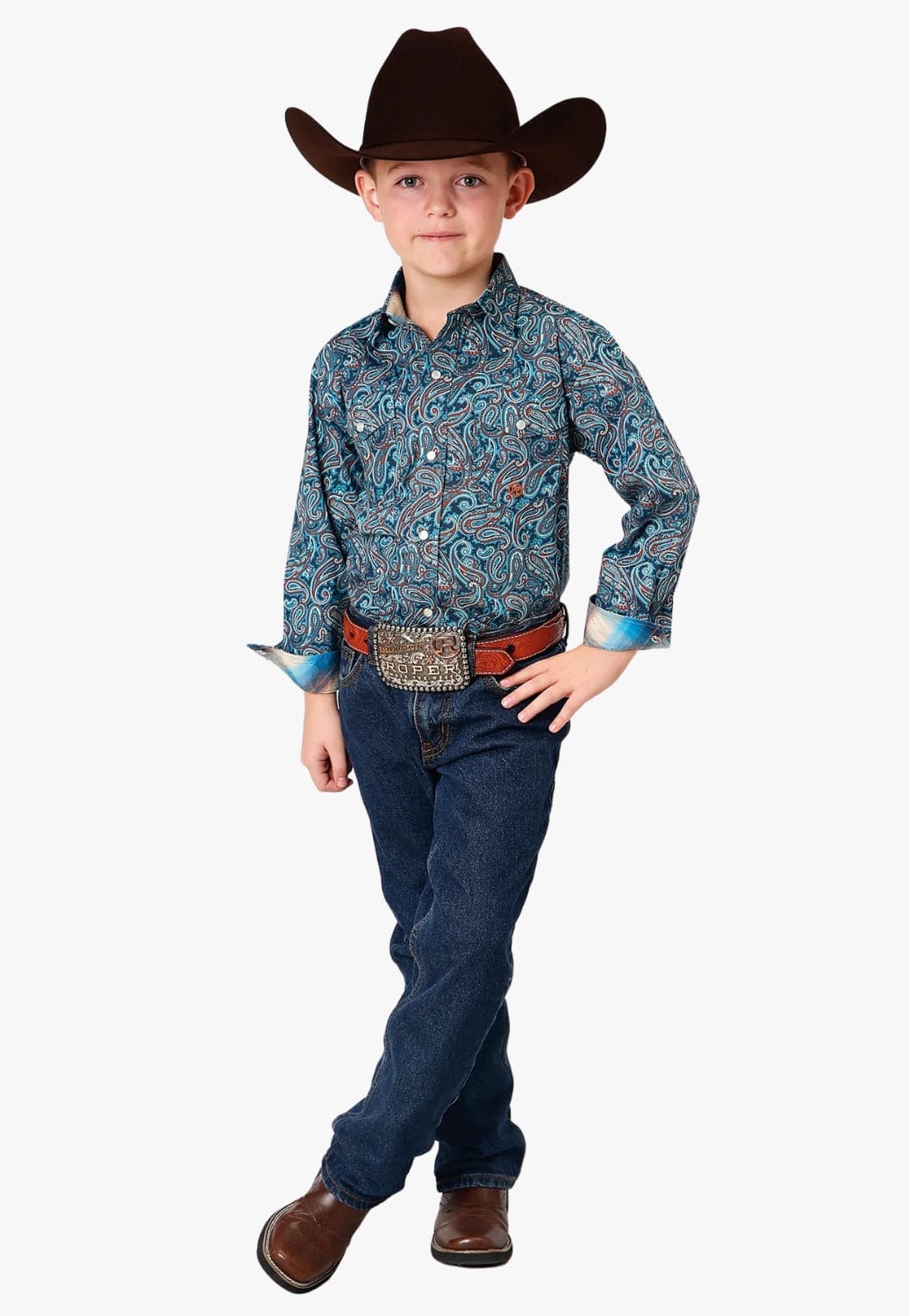 Roper CLOTHING-Boys Long Sleeve Shirts Roper Boys Amarillo Collection Long Sleeve Shirt