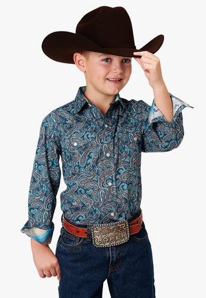 Roper CLOTHING-Boys Long Sleeve Shirts Roper Boys Amarillo Collection Long Sleeve Shirt