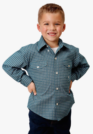 Roper CLOTHING-Boys Long Sleeve Shirts Roper Boys Amarillo Collection Long Sleeve Shirt