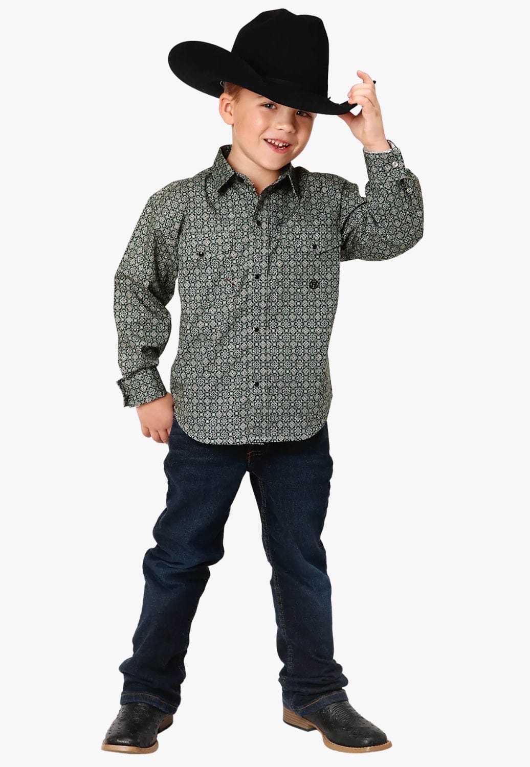 Roper CLOTHING-Boys Long Sleeve Shirts Roper Boys Amarillo Collection Long Sleeve Shirt