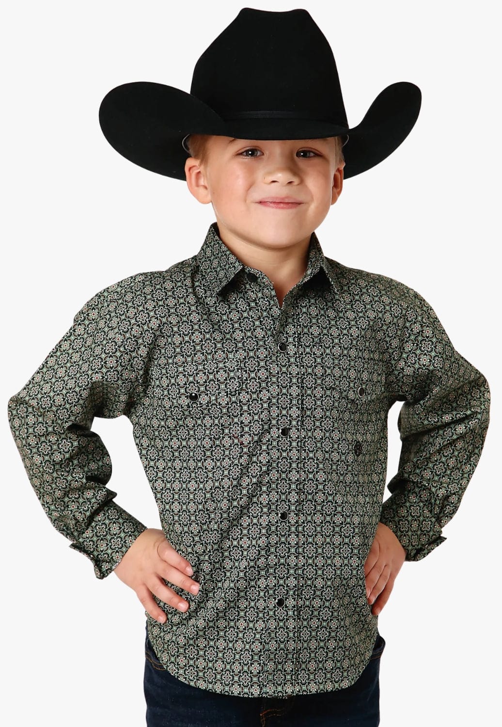 Roper CLOTHING-Boys Long Sleeve Shirts Roper Boys Amarillo Collection Long Sleeve Shirt