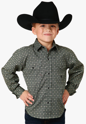 Roper CLOTHING-Boys Long Sleeve Shirts Roper Boys Amarillo Collection Long Sleeve Shirt