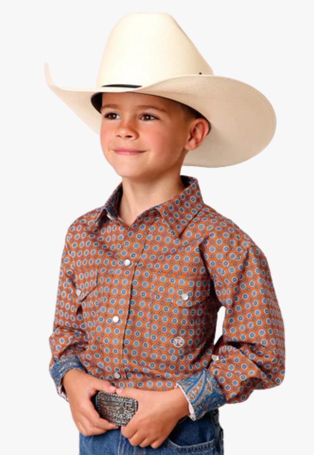 Roper CLOTHING-Boys Long Sleeve Shirts Roper Boys Amarillo Collection Long Sleeve Shirt