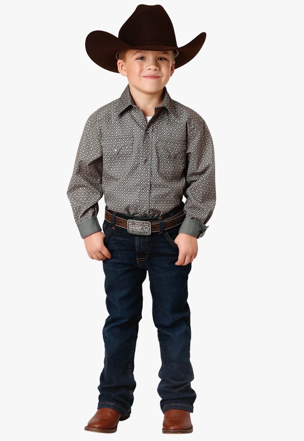 Roper CLOTHING-Boys Long Sleeve Shirts Roper Boys West Made Collection Long Sleeve Shirt