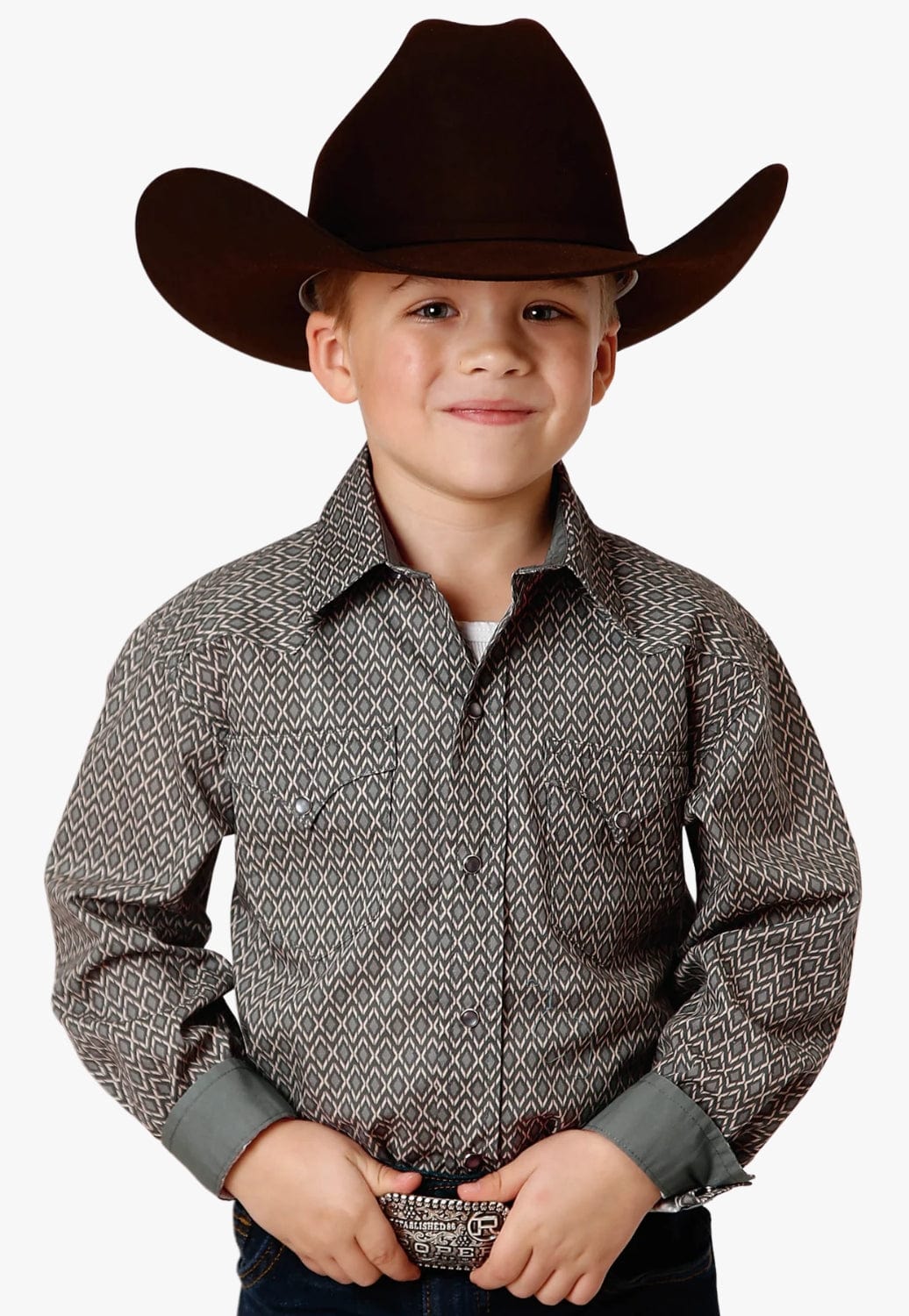 Roper CLOTHING-Boys Long Sleeve Shirts Roper Boys West Made Collection Long Sleeve Shirt