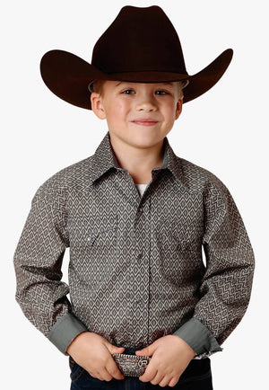 Roper CLOTHING-Boys Long Sleeve Shirts Roper Boys West Made Collection Long Sleeve Shirt