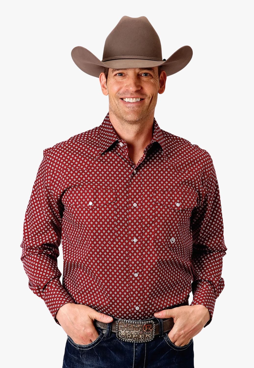 Roper CLOTHING-Mens Long Sleeve Shirts Roper Mens Amarillo Collection Long Sleeve Shirt