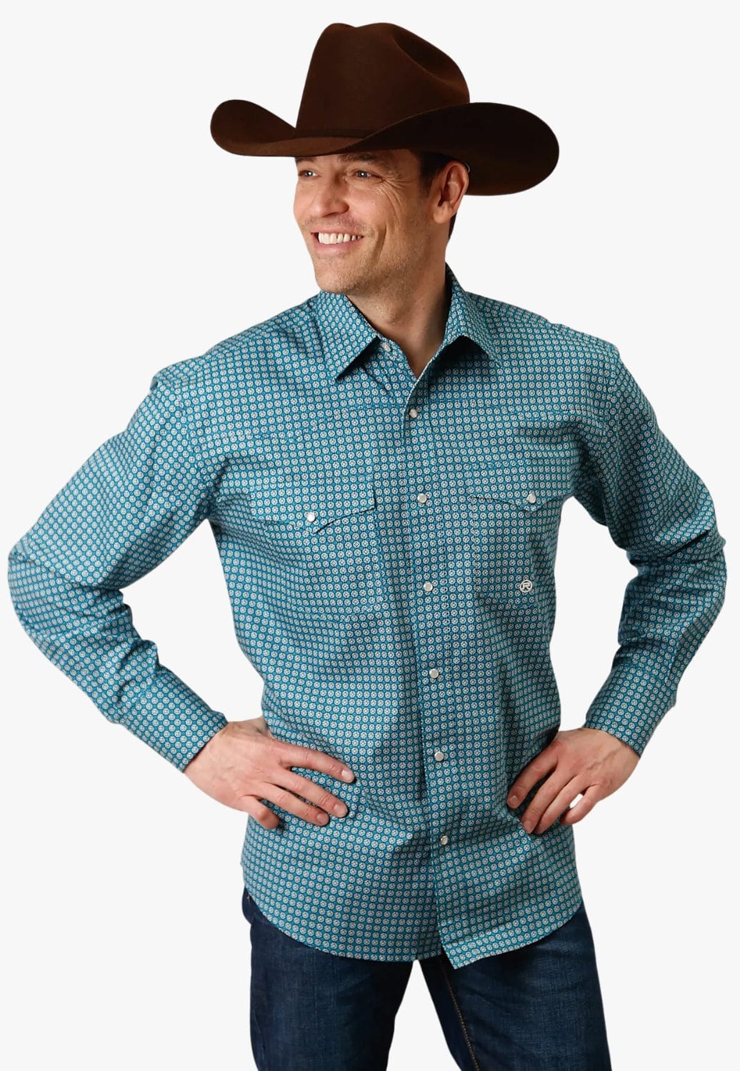 Roper CLOTHING-Mens Long Sleeve Shirts Roper Mens Amarillo Collection Long Sleeve Shirt