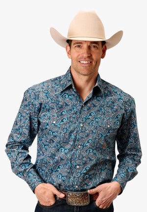 Roper CLOTHING-Mens Long Sleeve Shirts Roper Mens Amarillo Collection Long Sleeve Shirt