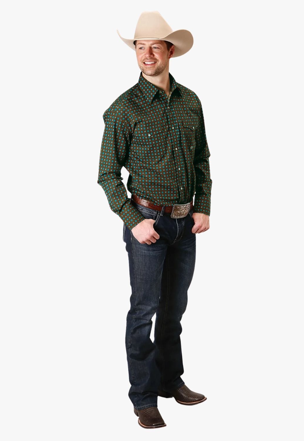 Roper CLOTHING-Mens Long Sleeve Shirts Roper Mens Amarillo Collection Long Sleeve Shirt