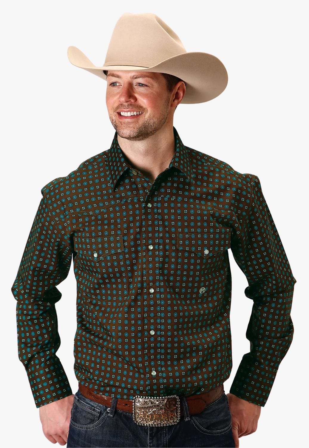 Roper CLOTHING-Mens Long Sleeve Shirts Roper Mens Amarillo Collection Long Sleeve Shirt