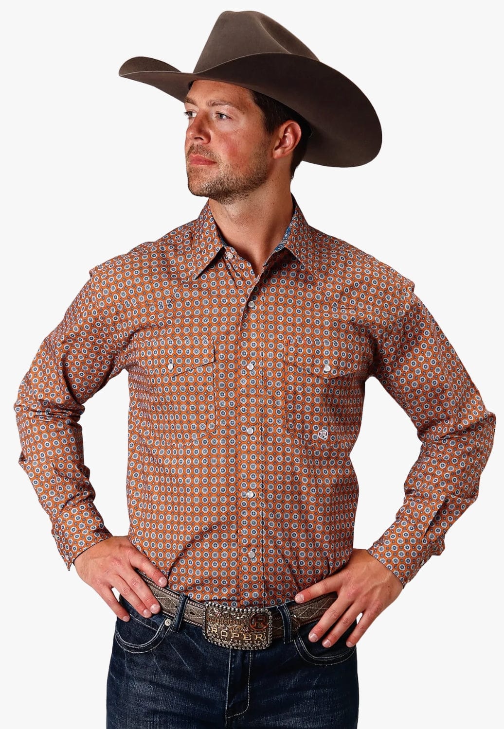 Roper CLOTHING-Mens Long Sleeve Shirts Roper Mens Amarillo Collection Long Sleeve Shirt