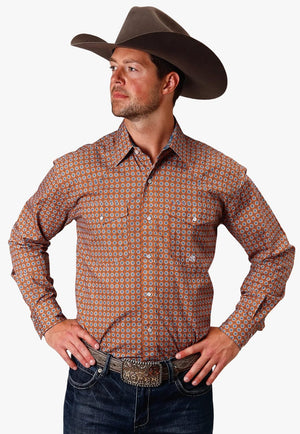 Roper CLOTHING-Mens Long Sleeve Shirts Roper Mens Amarillo Collection Long Sleeve Shirt