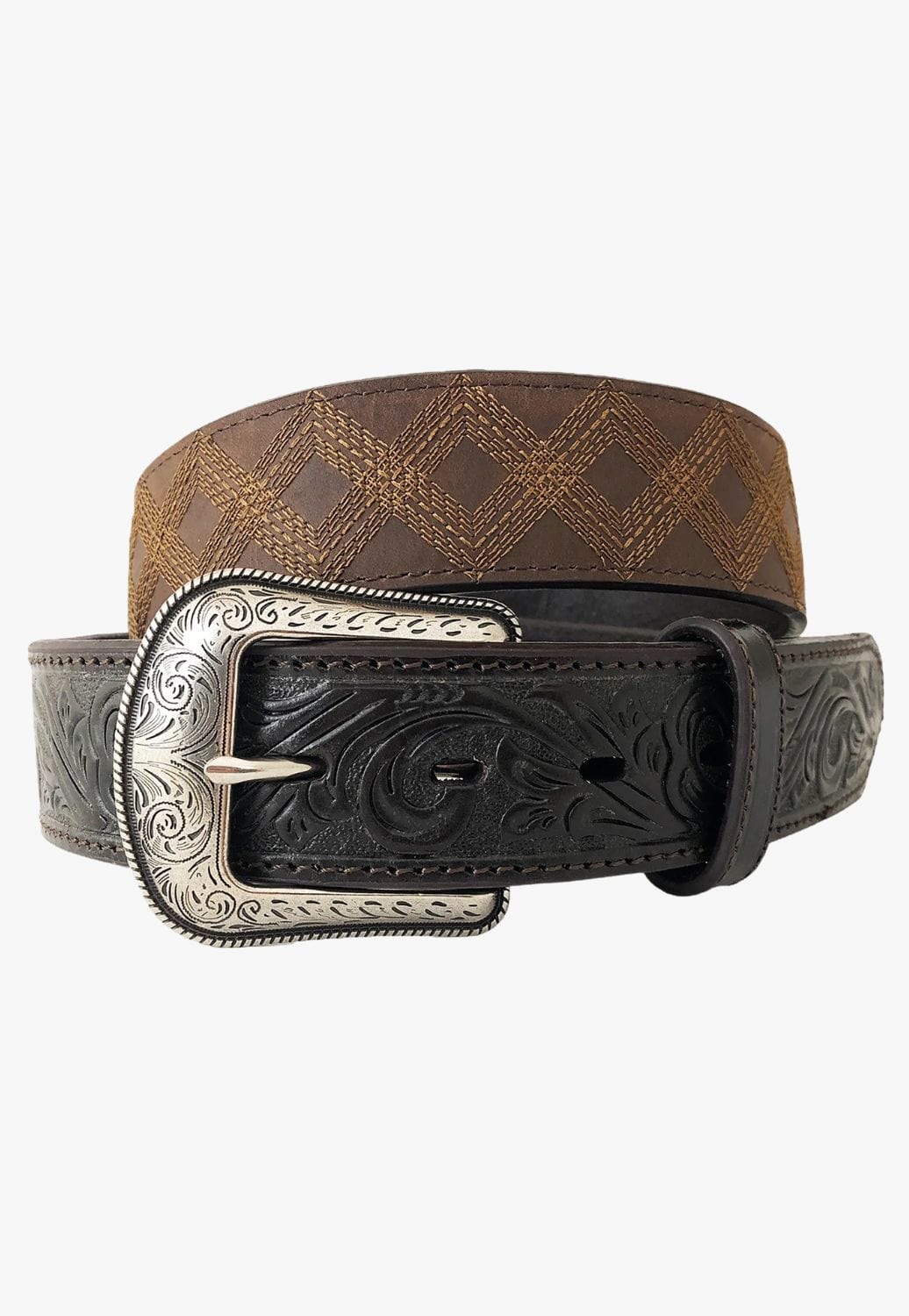 Roper CLOTHING-Mens Belts & Braces Roper Mens Diamond Stitch Belt