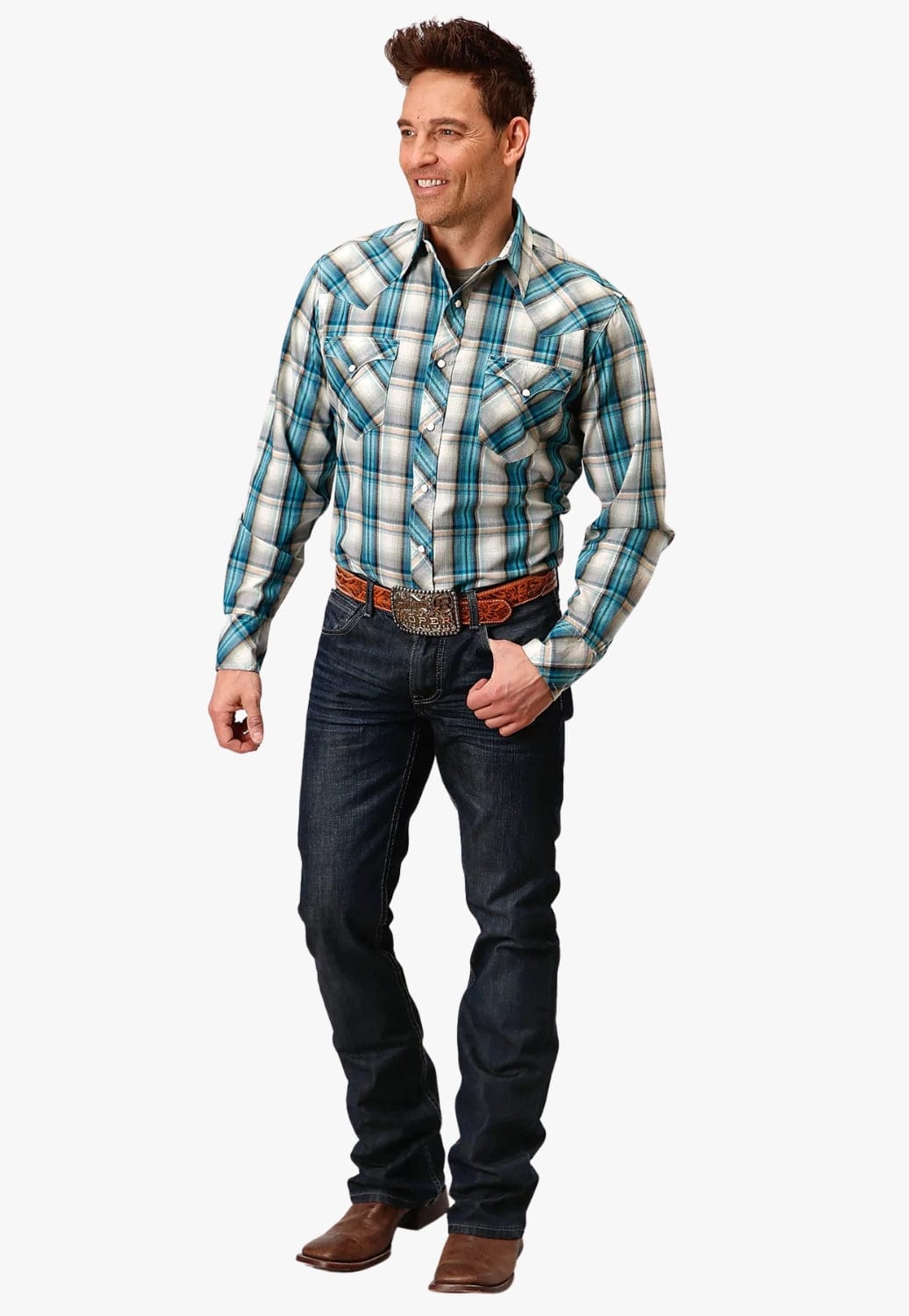 Roper CLOTHING-Mens Long Sleeve Shirts Roper Mens West Made Collection Long Sleeve Shirt