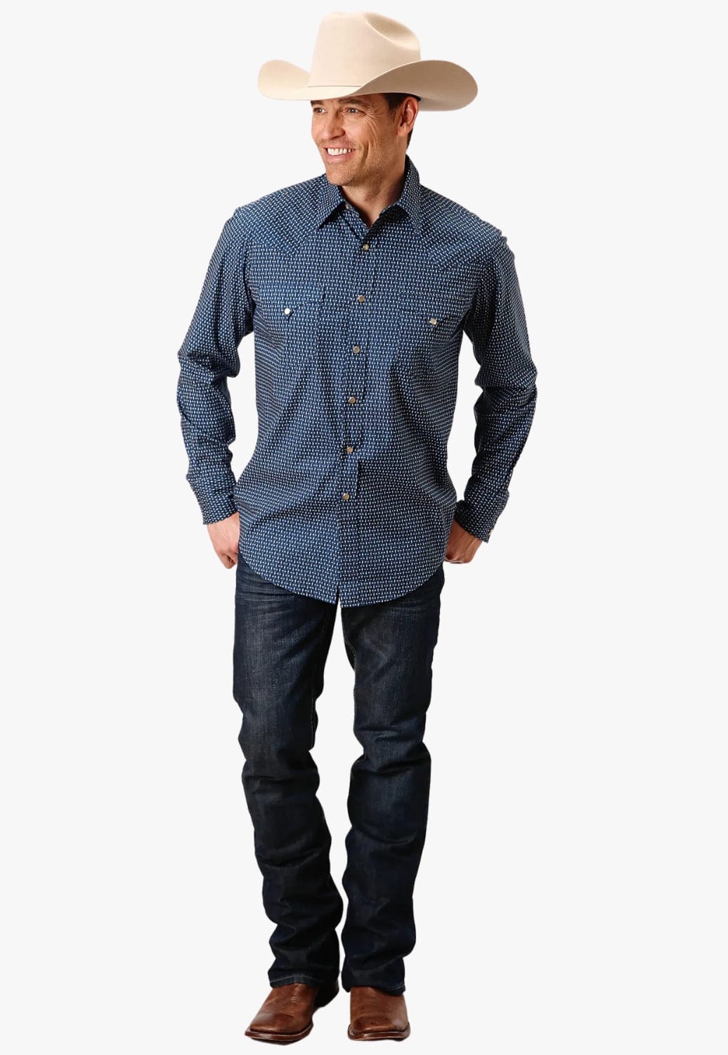 Roper CLOTHING-Mens Long Sleeve Shirts Roper Mens West Made Collection Long Sleeve Shirt