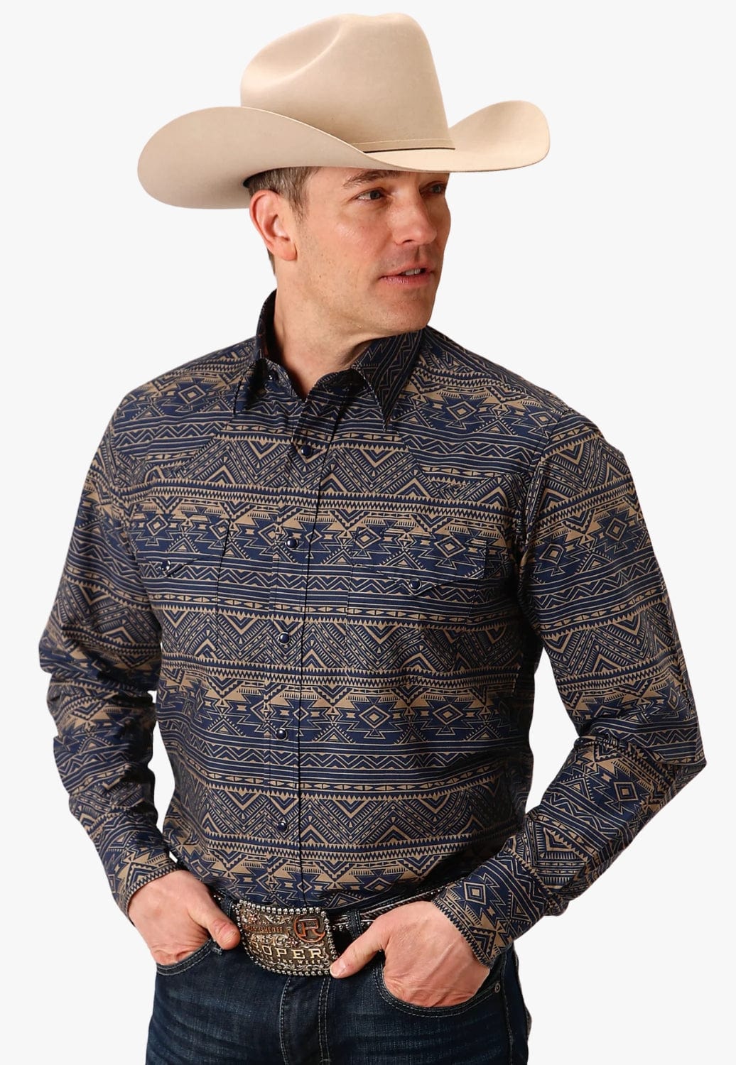 Roper CLOTHING-Mens Long Sleeve Shirts Roper Mens West Made Collection Long Sleeve Shirt